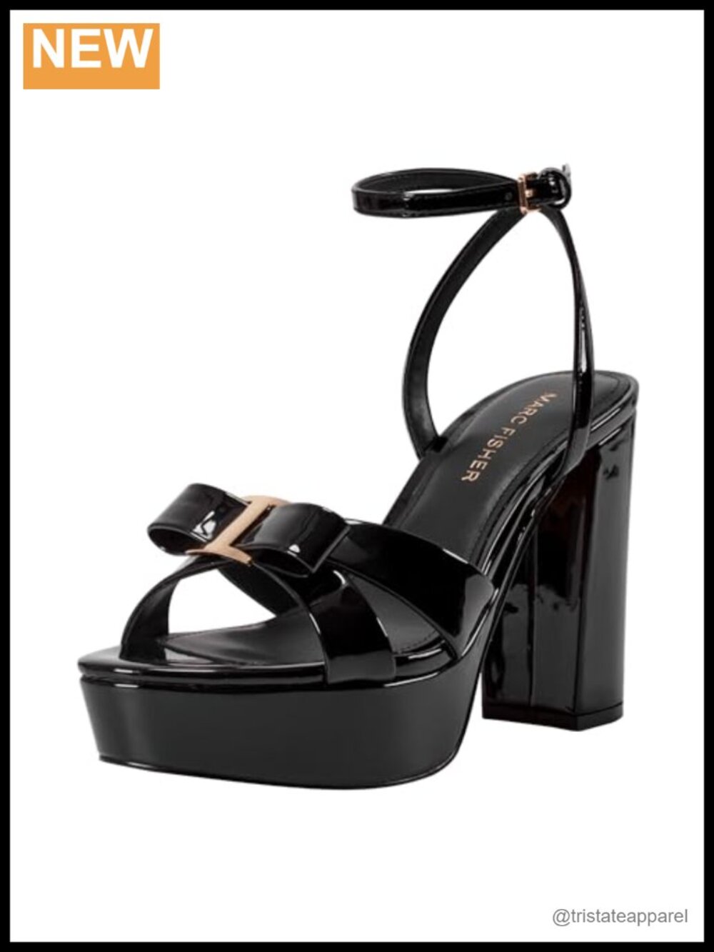 Faux Patent Leather Block Heel Dress Sandals 4.13 Inch